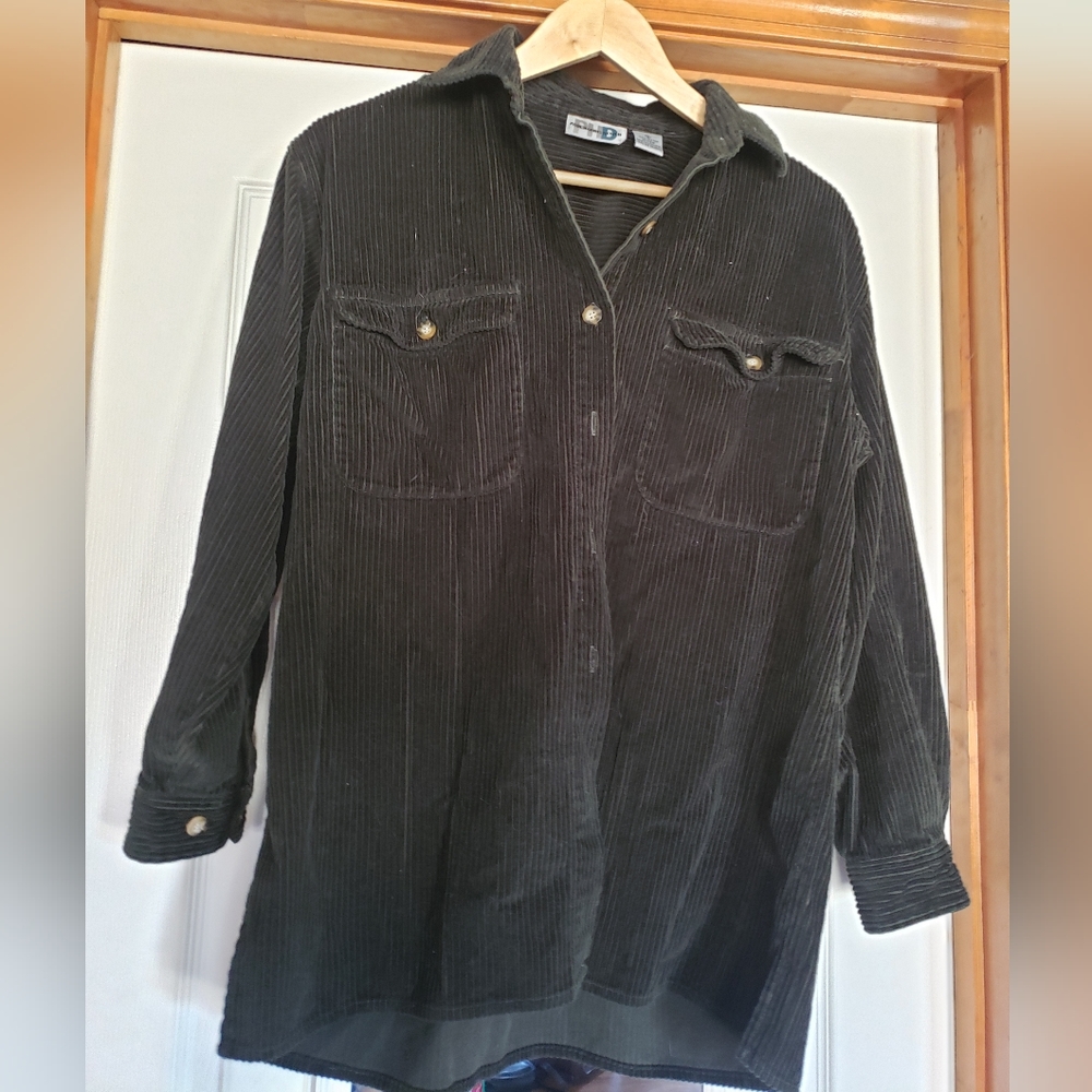 Green oversized corduroy button up